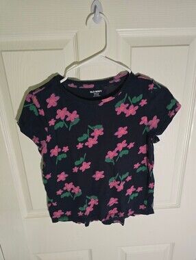 Old Navy Girls Blue Floral Print Softest Tee Short Sleeve XL
